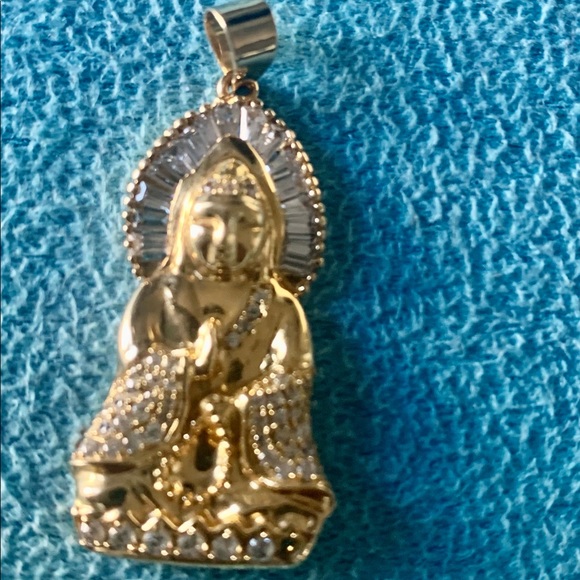 18k solid yellow gold lady Buddha pendant